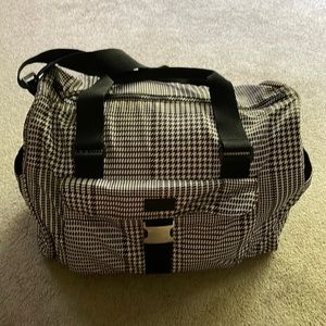 Polo Ralph Lauren nylon travel bag black/white checked multi straps pockets!